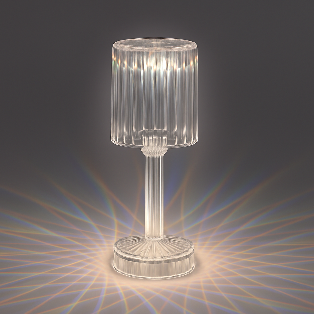 Crystal Table Lamp with Remote Control – Diamond Cut Design, 16 Colors