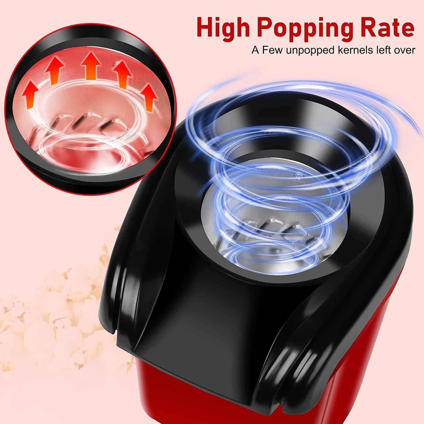 Hot Air Popper, Electric Popcorn Maker Machine with 1200W