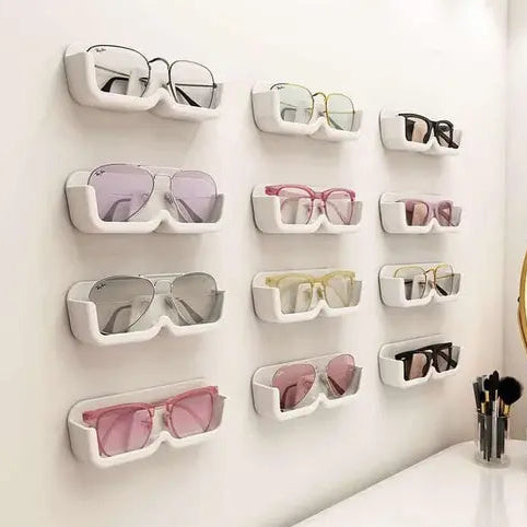 4 pcs Self-Adhesive Glasses Holder – Wall Mount Sunglasses Display Rack (White)