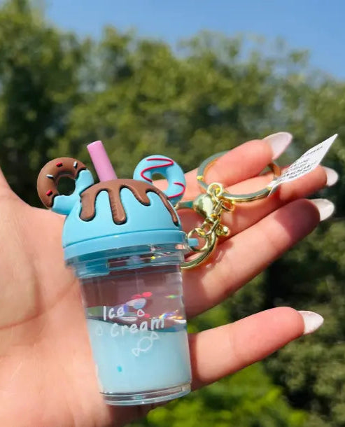 Cute & Charming Ice Cream Glitter Cup Keychain