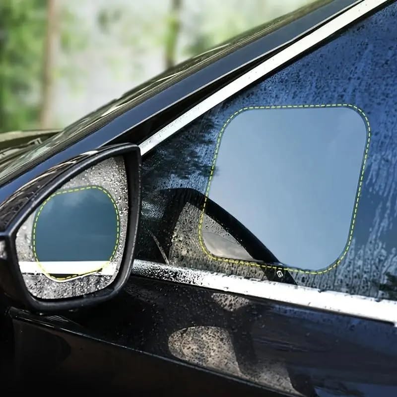 4pcs Car Rearview Mirror Films Anti-Rain Fog Waterproof (2 Oval + 2 Square Film)