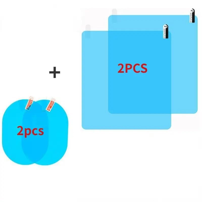 4pcs Car Rearview Mirror Films Anti-Rain Fog Waterproof (2 Oval + 2 Square Film)