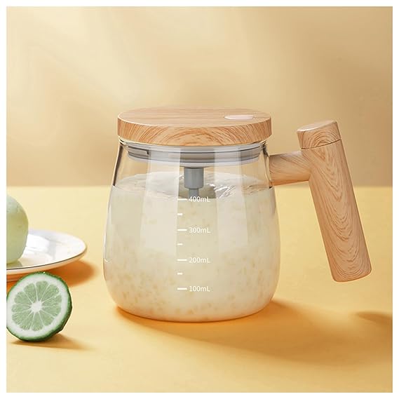 Self Stirring Coffee Mug, Glass Electric Self Mixing Cup with Lid & Handle(400 ml)