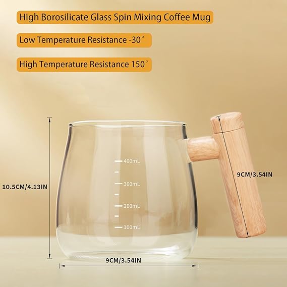 Self Stirring Coffee Mug, Glass Electric Self Mixing Cup with Lid & Handle(400 ml)