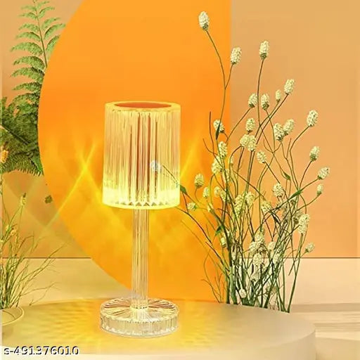 Crystal Table Lamp with Remote Control – Diamond Cut Design, 16 Colors