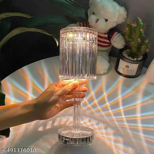 Crystal Table Lamp with Remote Control – Diamond Cut Design, 16 Colors