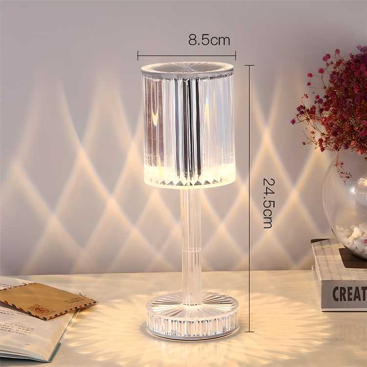 Crystal Table Lamp with Remote Control – Diamond Cut Design, 16 Colors