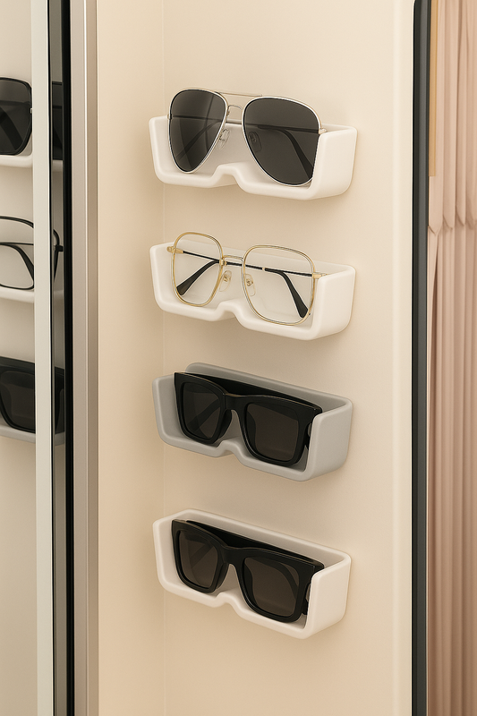 4 pcs Self-Adhesive Glasses Holder – Wall Mount Sunglasses Display Rack (White)