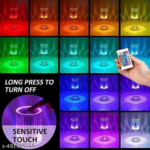 Crystal Table Lamp with Remote Control – Diamond Cut Design, 16 Colors